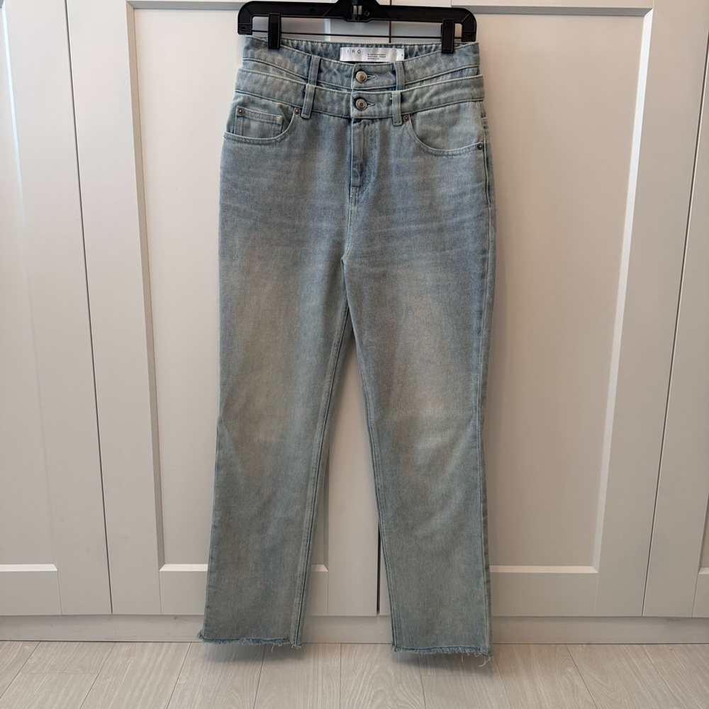 IRO Light Wash High-Rise Straight Jeans